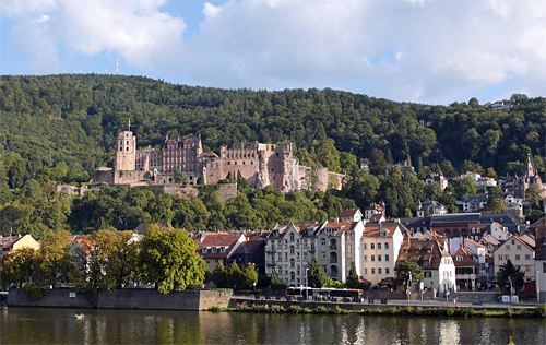 Heidelberg mit Neckar, Schloss, Molkenkur und Köingstuhl