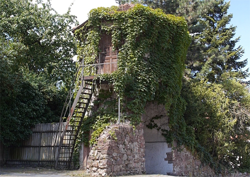 Reste der Stadtmauer mit Wachturm - Mosbach/Odenwald